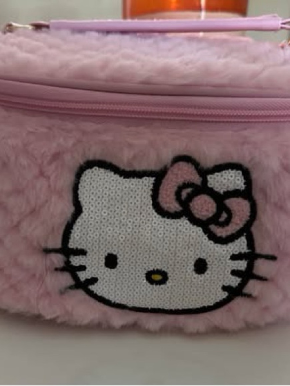 Hello Kitty Sequin Face Pink Cosmetic Bag / Purse